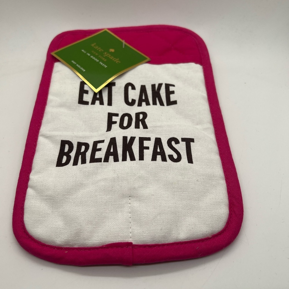 NWT Kate Spade All In Good Taste Pink and White Pot Holder 10x7”